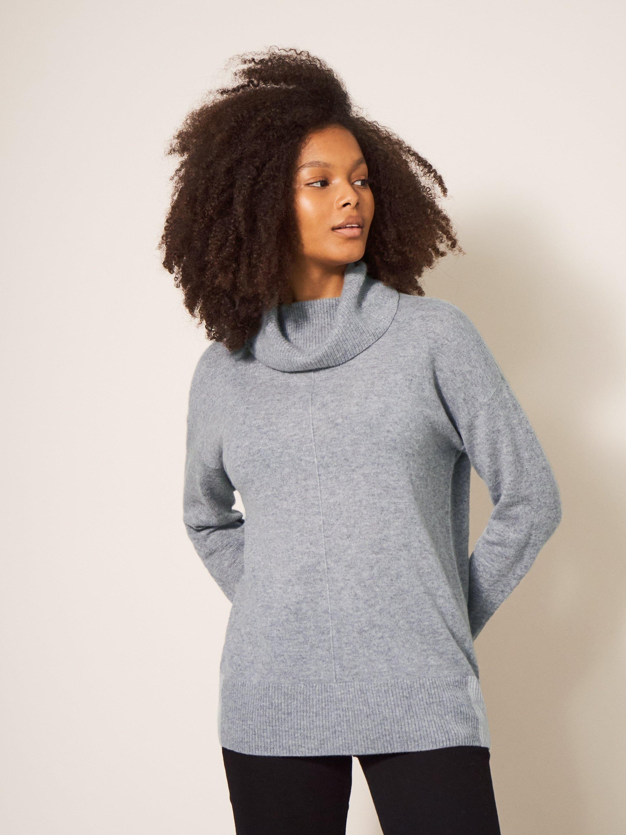 Gray cowl outlet neck sweater