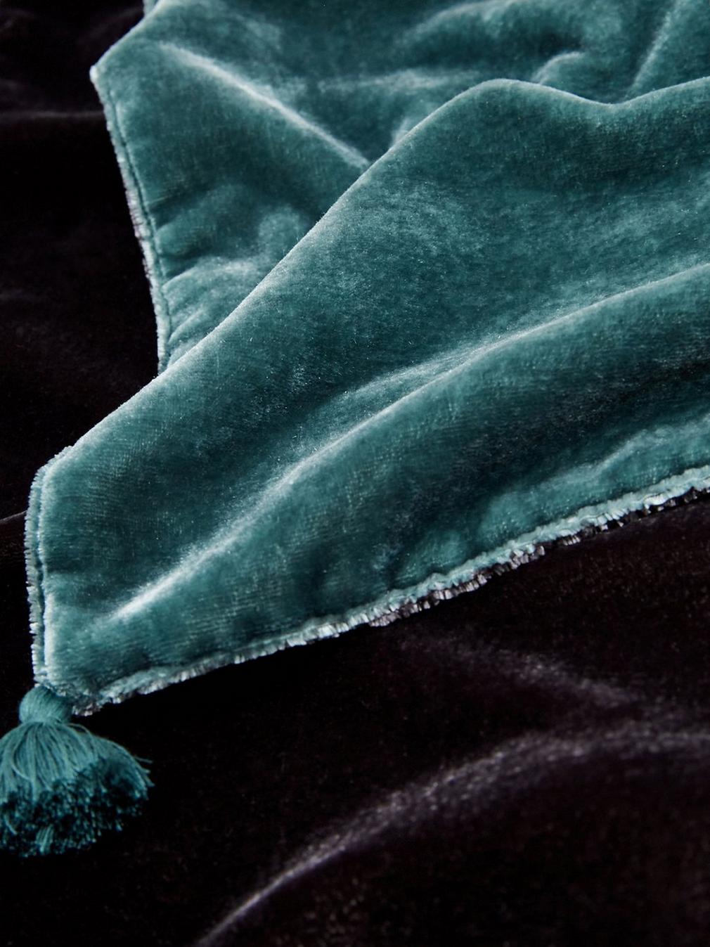 Classic Velvet Scarf in DK TEAL - FLAT DETAIL