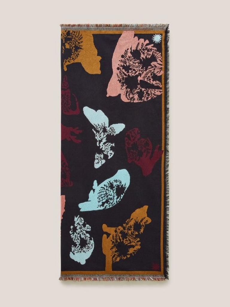 Jacquard Animal Square Scarf in BLK MLT - FLAT FRONT