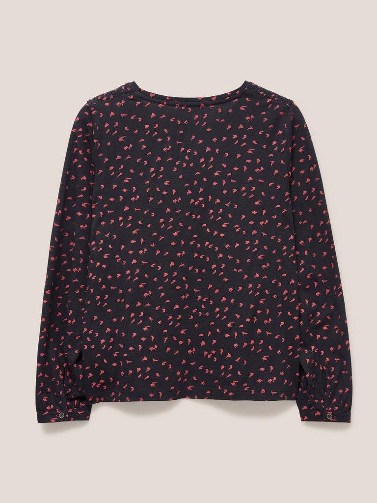 ANA SMOCK CREW NECK TOP in BLK PR - FLAT BACK