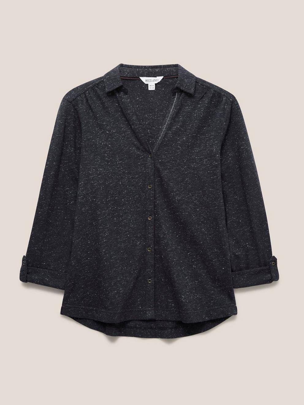 ANNIE SPARKLE SLIM FIT SHIRT in CHARC GREY - FLAT FRONT