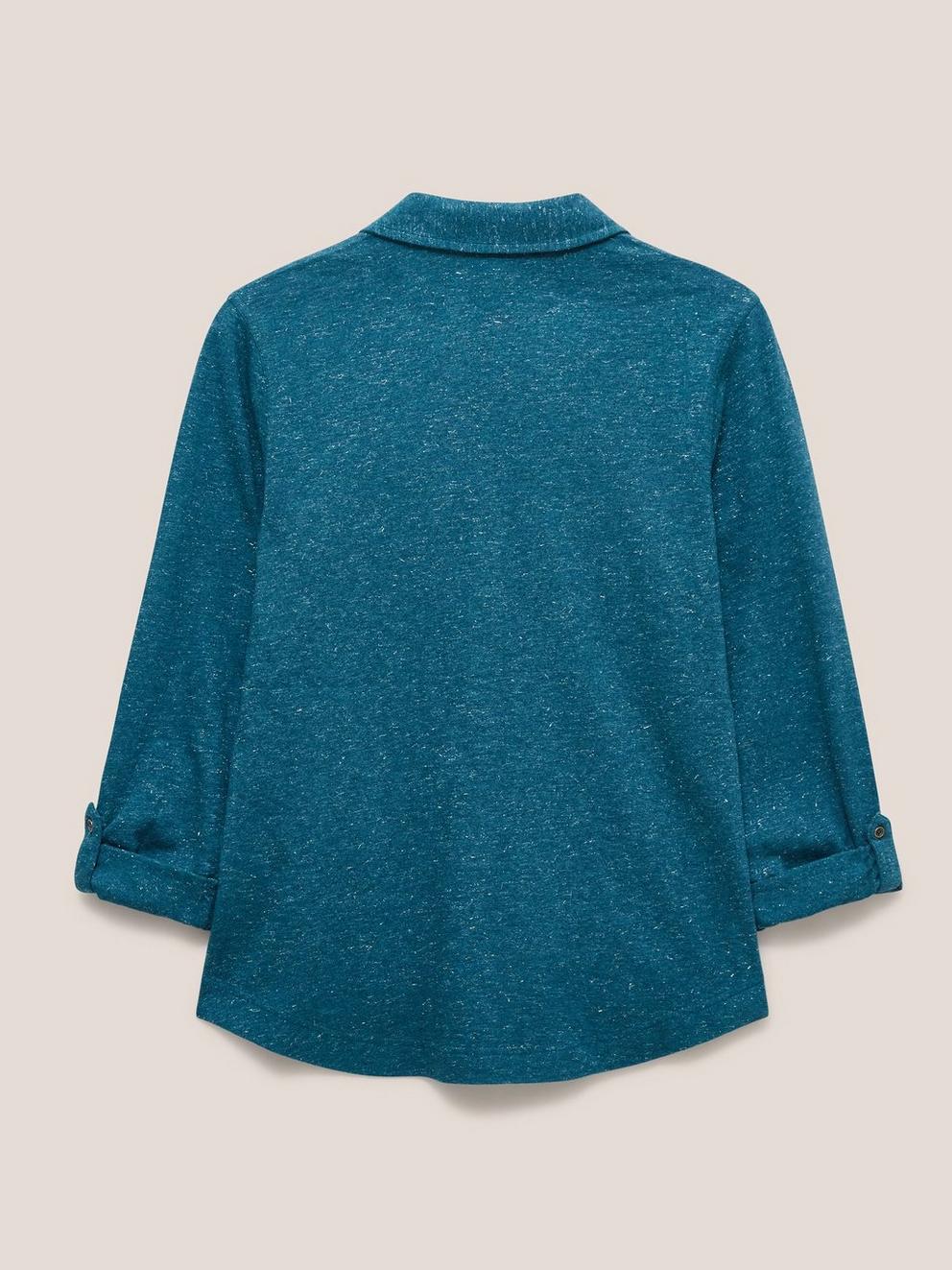 ANNIE SPARKLE SLIM FIT SHIRT in DK TEAL - FLAT BACK