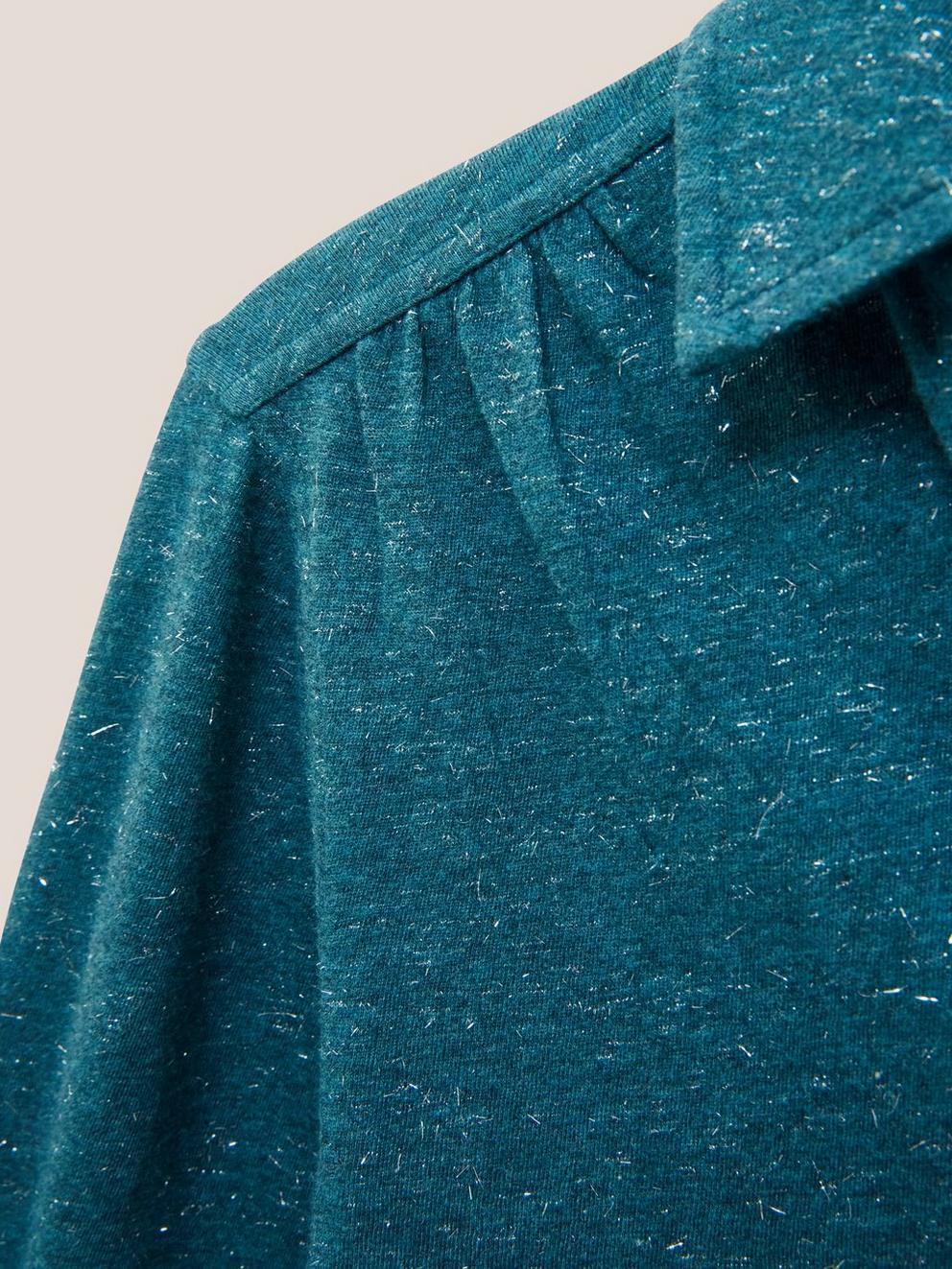 ANNIE SPARKLE SLIM FIT SHIRT in DK TEAL - FLAT DETAIL