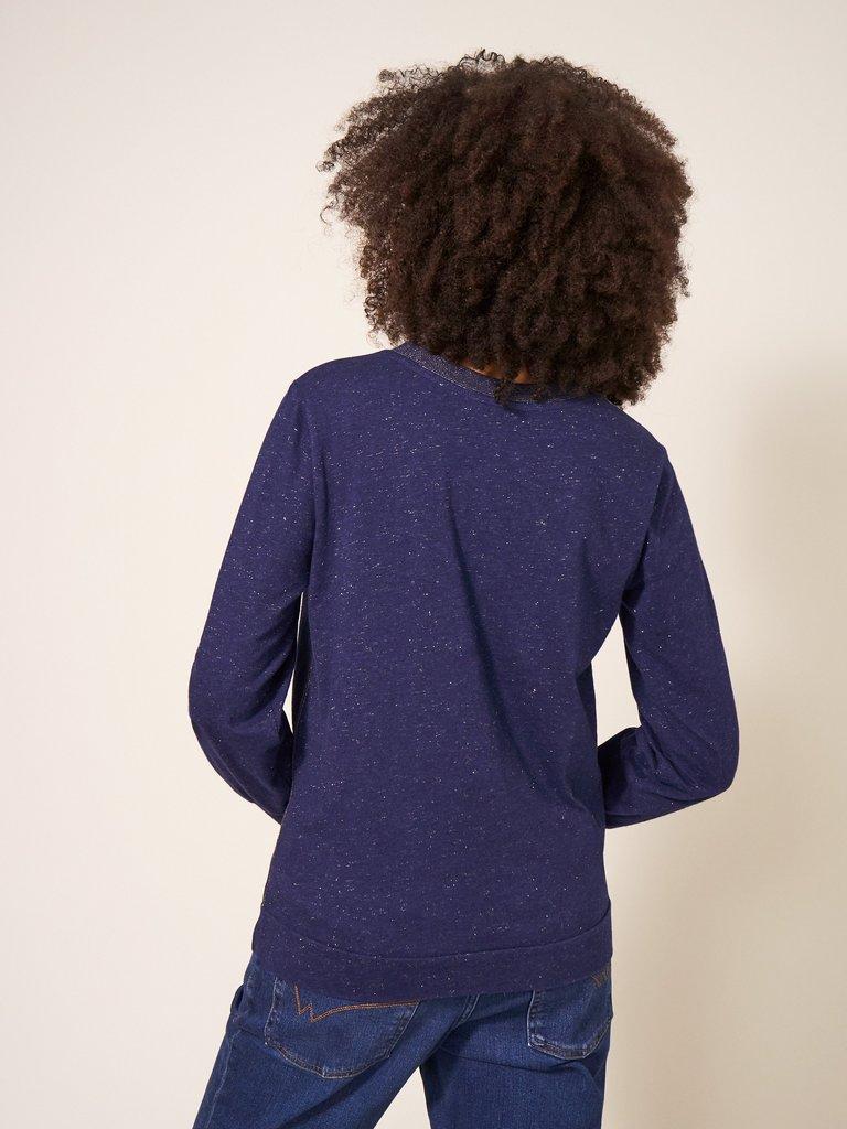 FRANKIE SPARKLE TOP in DARK NAVY - MODEL BACK