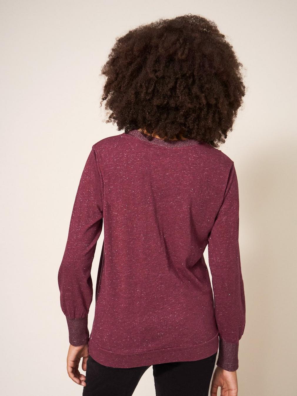 FRANKIE SPARKLE TOP in DK PLUM - MODEL BACK