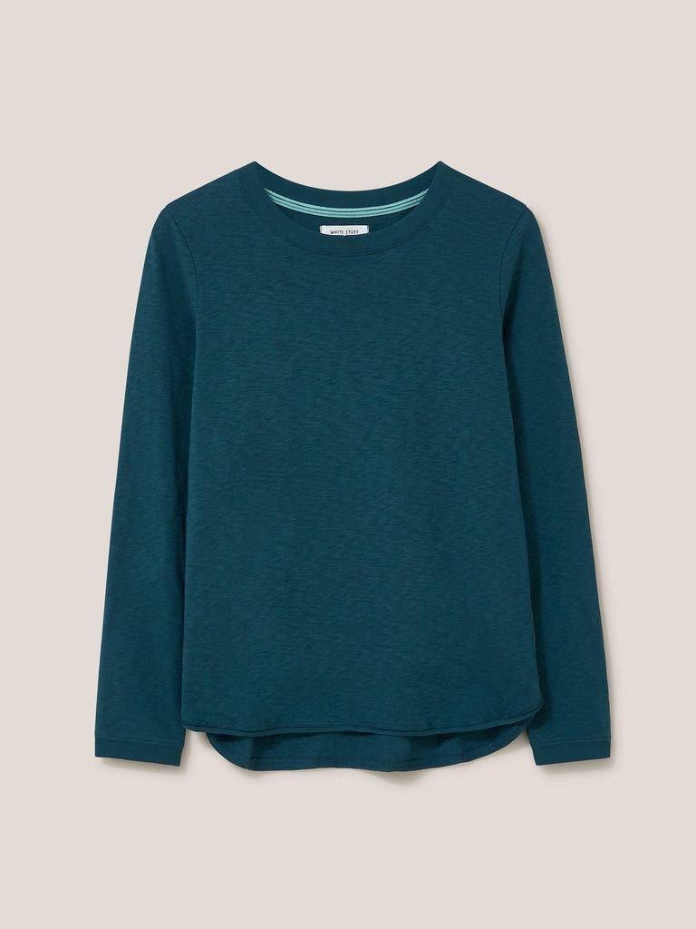 CASSIE TEE in MID TEAL - FLAT FRONT