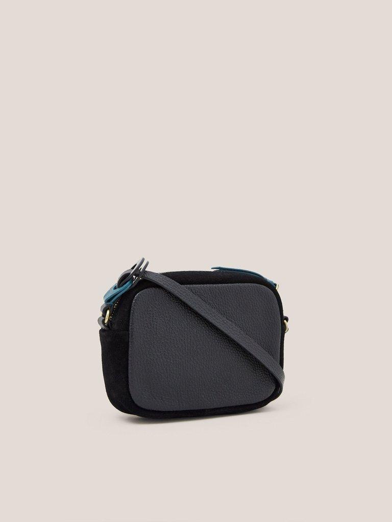 Lexi Patent Mini Camera bag in PURE BLK - FLAT BACK