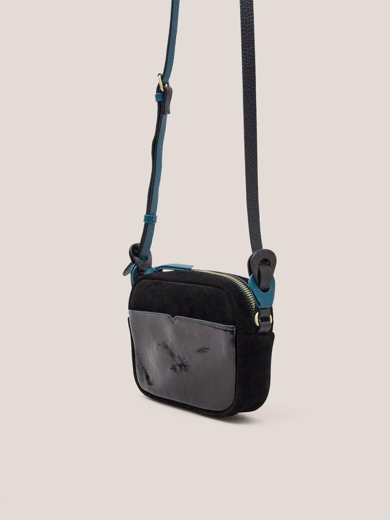 Lexi Patent Mini Camera bag in PURE BLACK | White Stuff