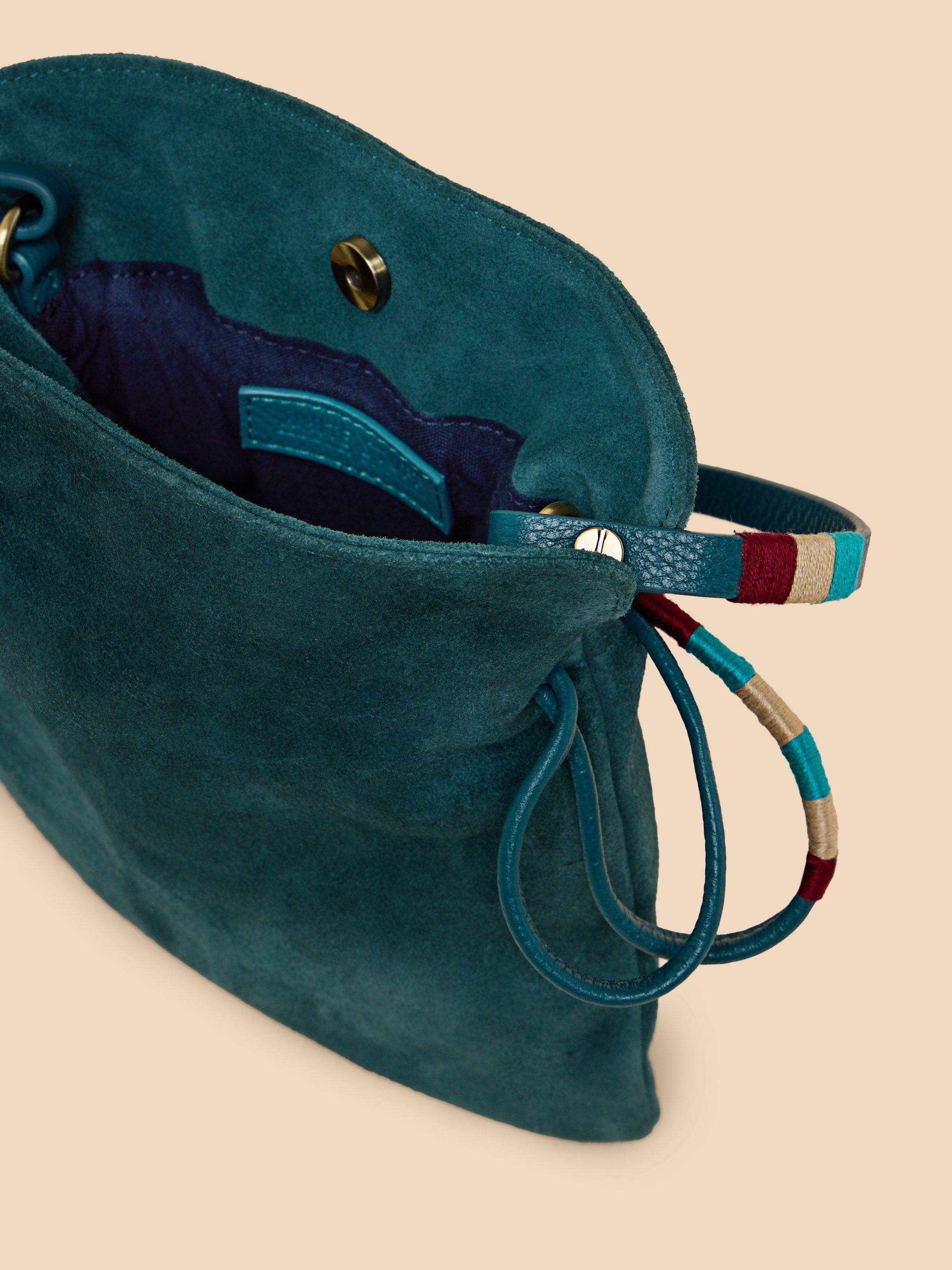 Polly Convertible Pouch Bag in DK TEAL - FLAT DETAIL