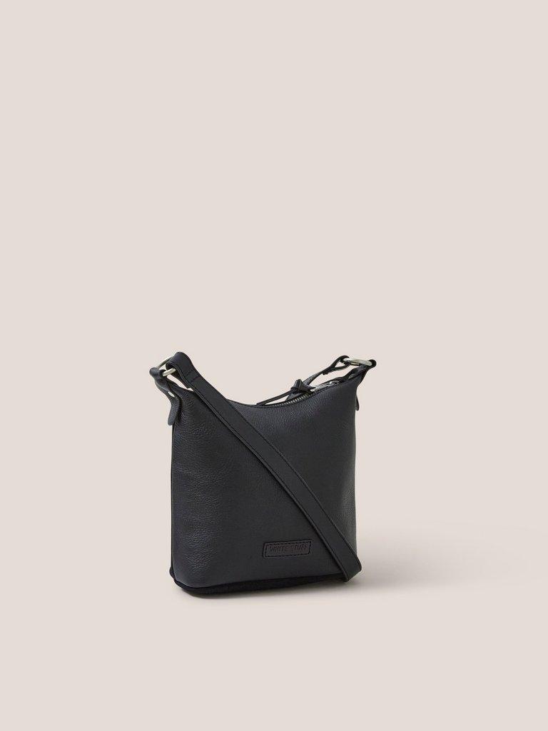 Mini Fleur Leather Crossbody in PURE BLK - FLAT BACK