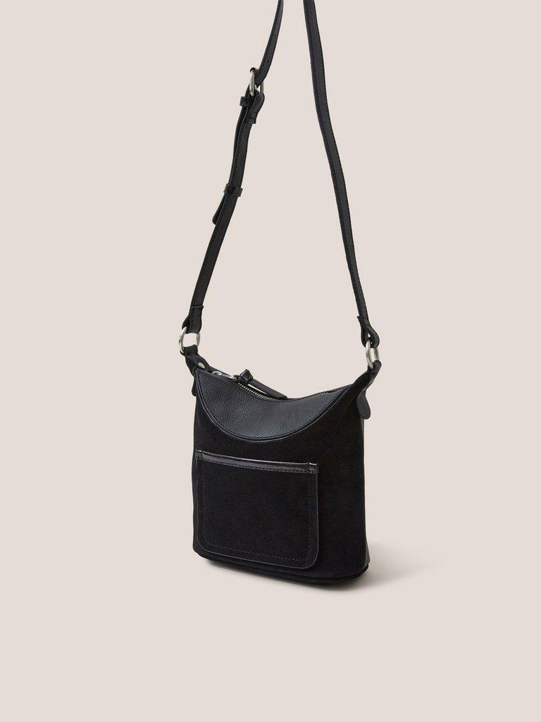 Mini Fleur Leather Crossbody in PURE BLK - FLAT FRONT