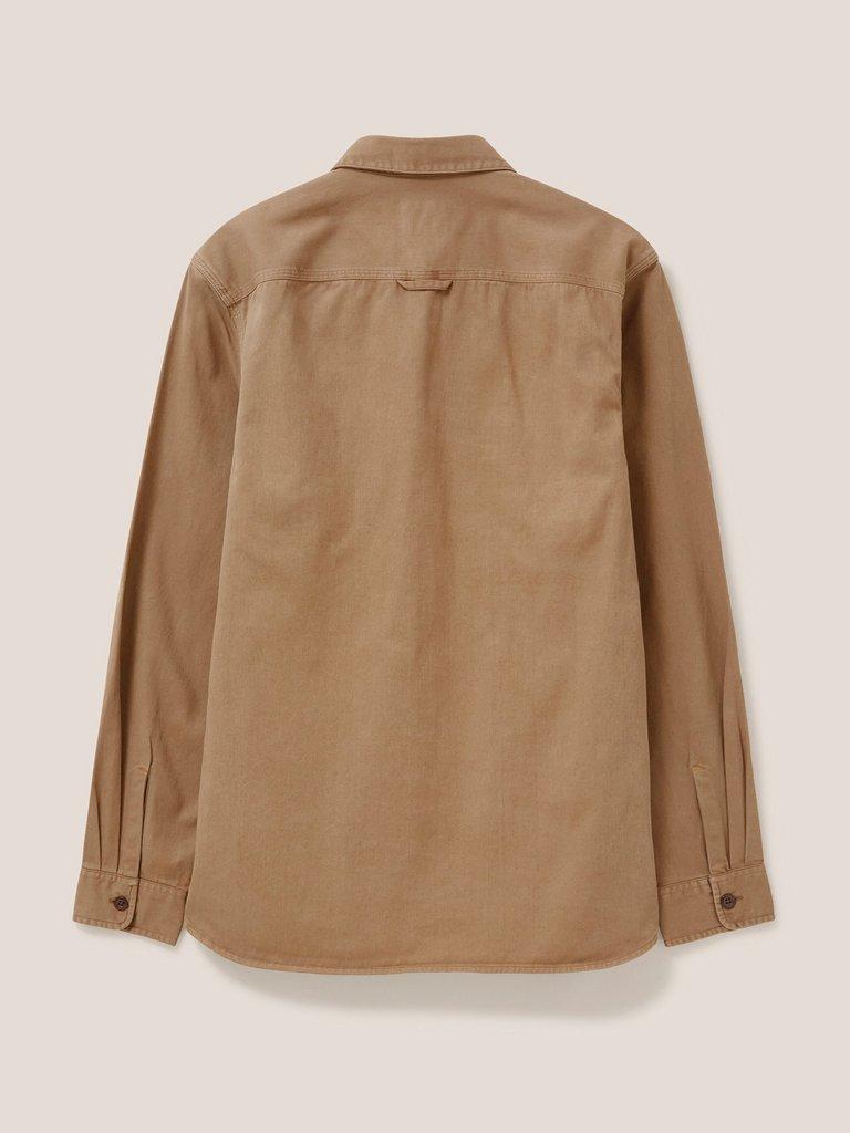 Furze Twill Garment Dye Shirt in MID BROWN - FLAT BACK