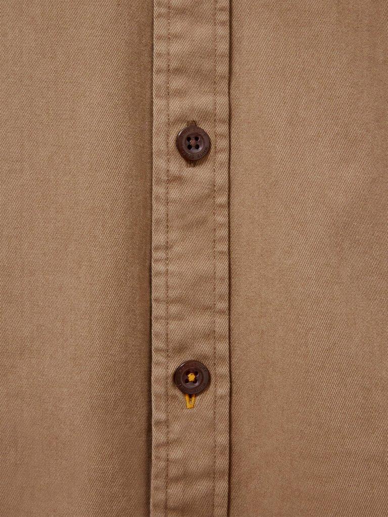 Furze Twill Garment Dye Shirt in MID BROWN - FLAT DETAIL