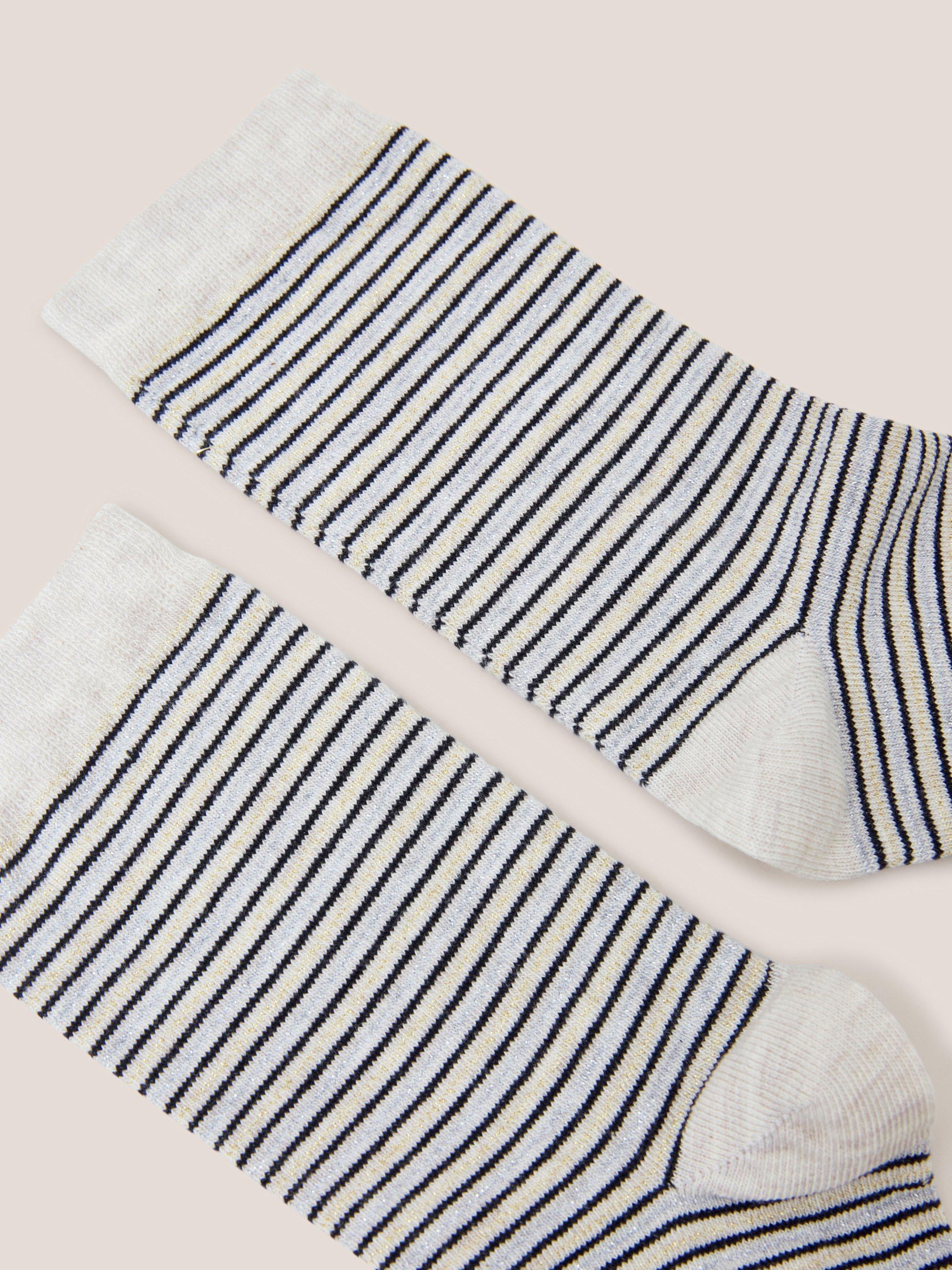 Stripe Sparkle Ankle Socks in NATURAL MULTI White Stuff