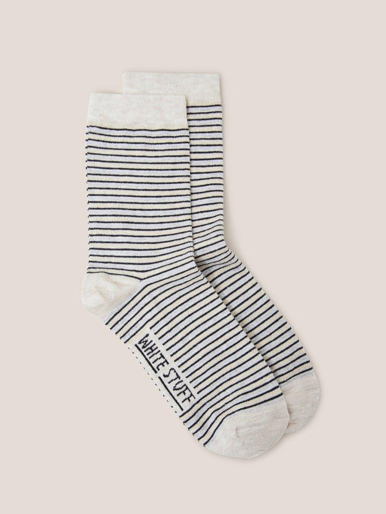 Stripe Sparkle Ankle Socks in NAT MLT - FLAT FRONT