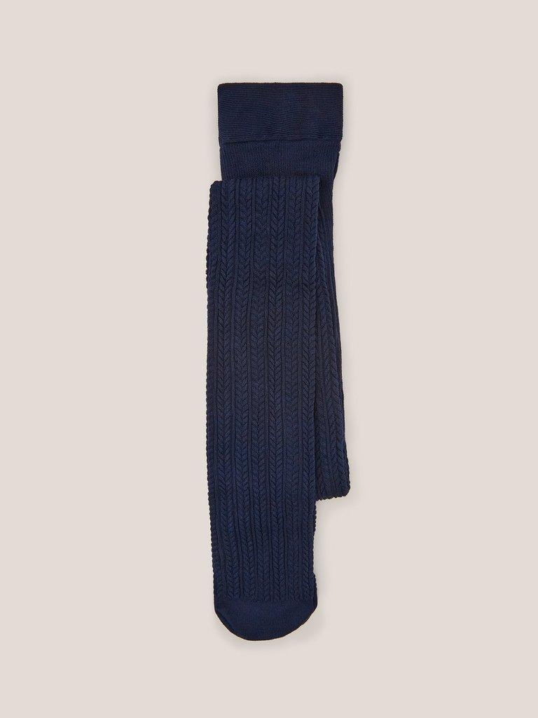 Navy Cable Knit Tights