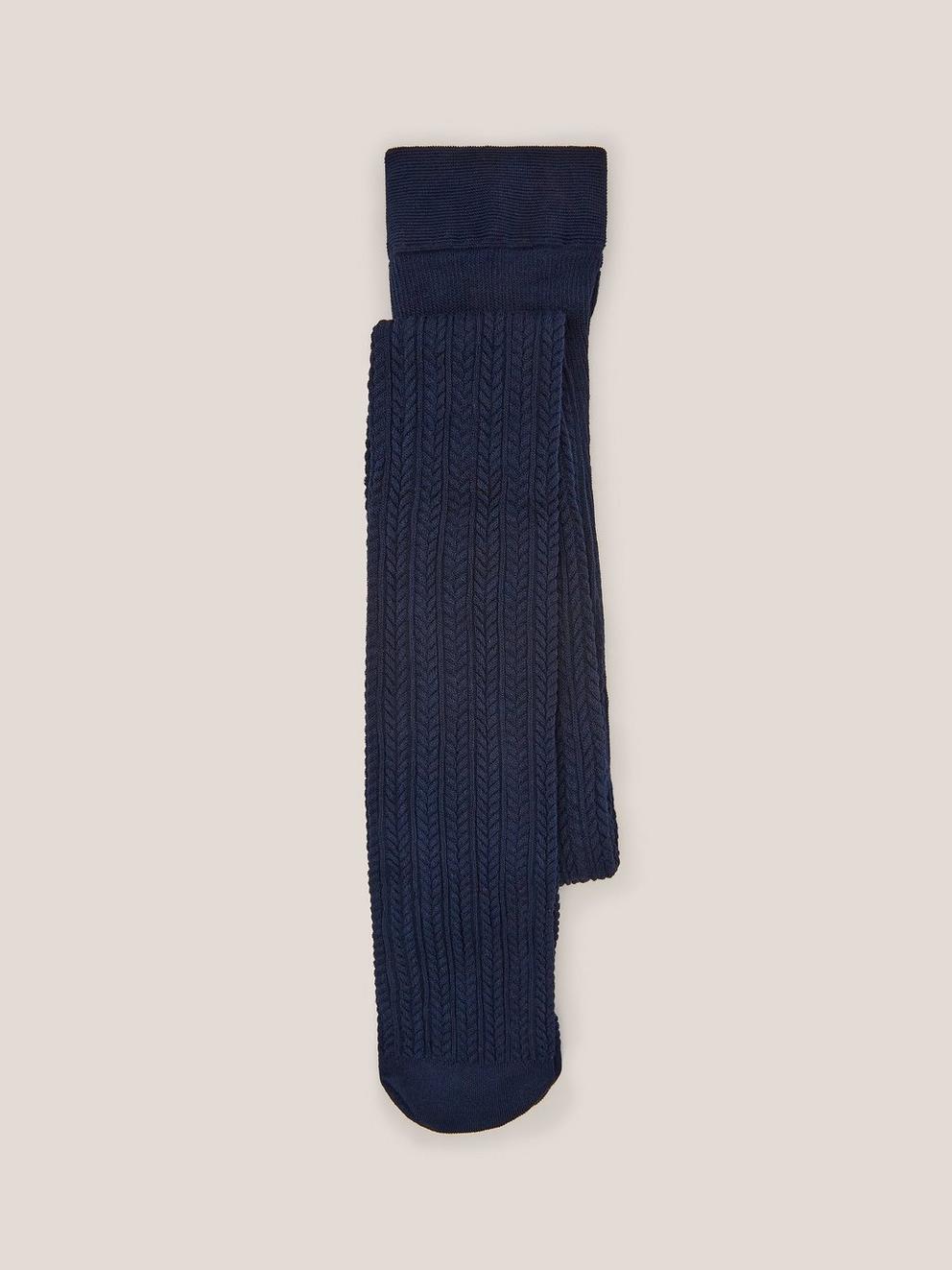 Cara Cable Knit Tight in DARK NAVY - FLAT BACK