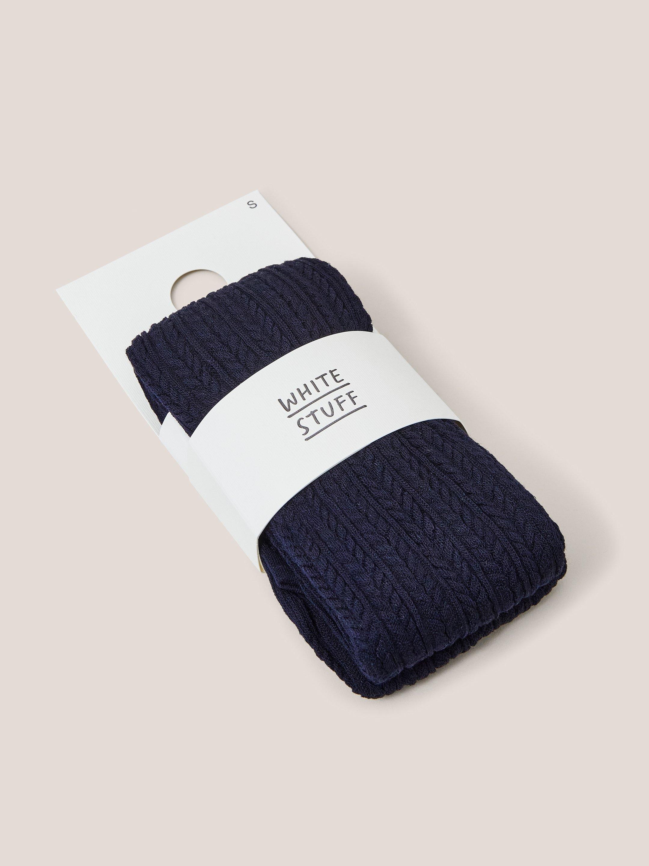 Navy Cable Knit Tights