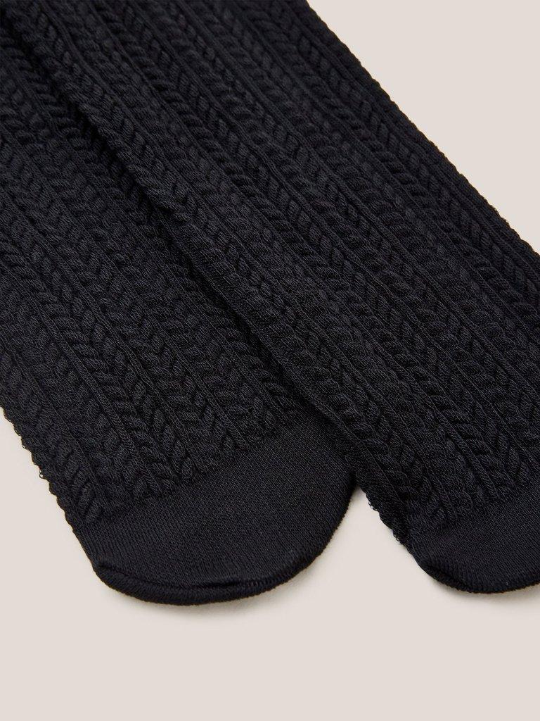 Cara Cable Knit Tights in PURE BLK - FLAT DETAIL