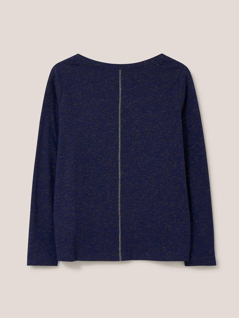 NELLY LS SPARKLE TEE in DARK NAVY - FLAT BACK