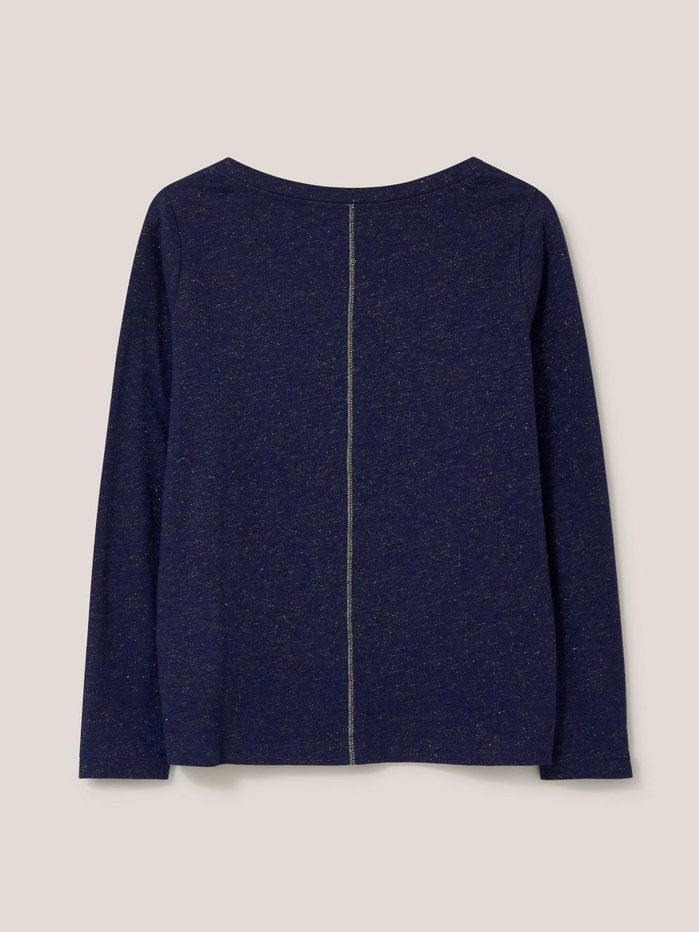NELLY LS SPARKLE TEE in DARK NAVY - FLAT BACK