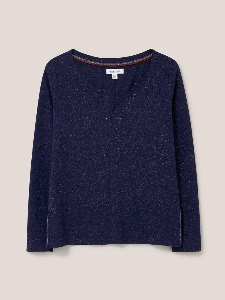 NELLY LS SPARKLE TEE in DARK NAVY - FLAT FRONT