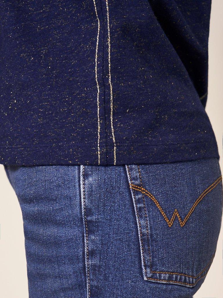 NELLY LS SPARKLE TEE in DARK NAVY - MODEL FRONT