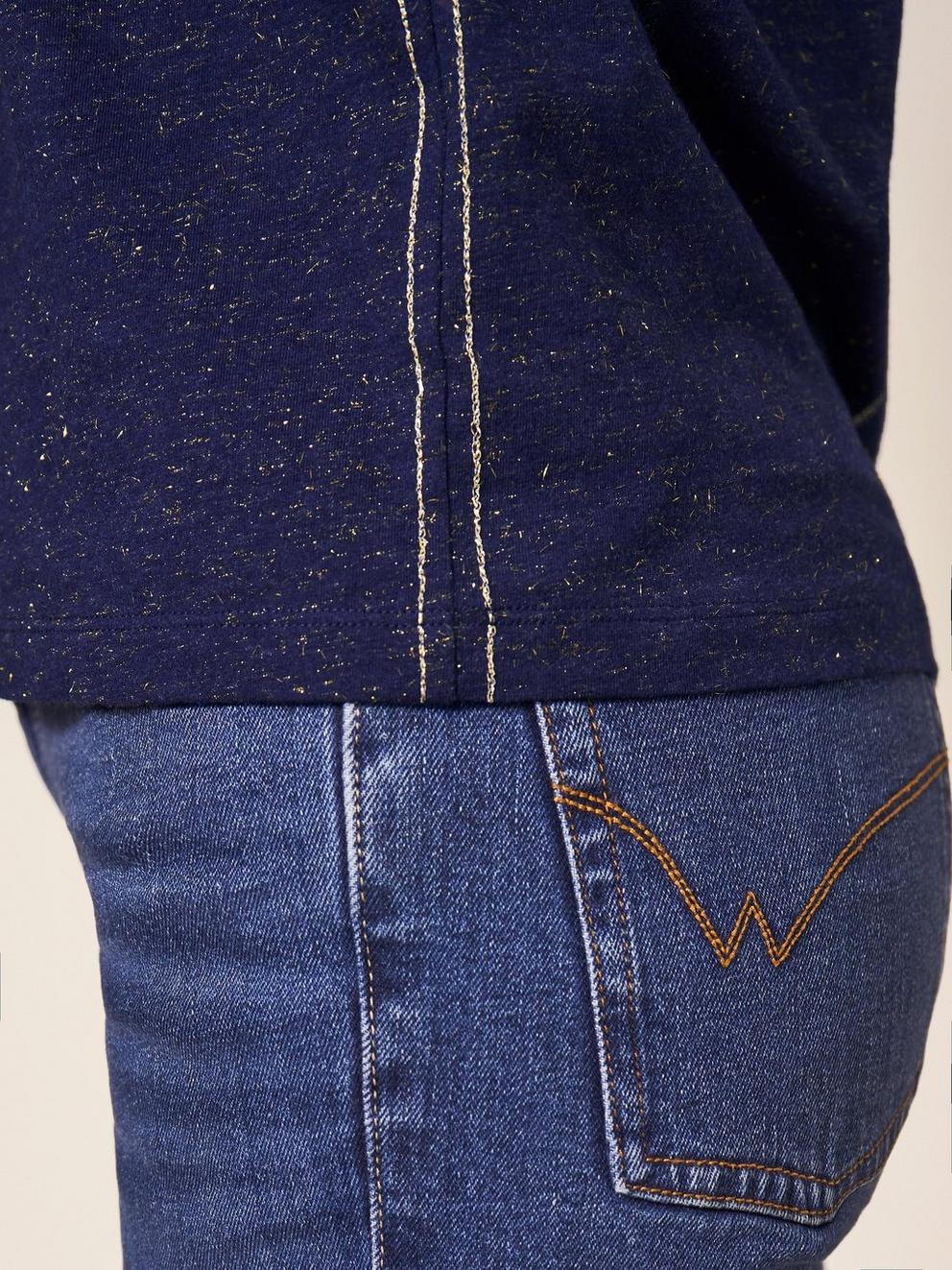 NELLY LS SPARKLE TEE in DARK NAVY - MODEL FRONT