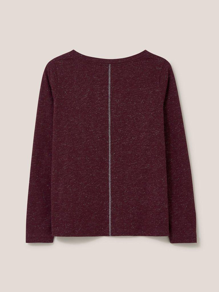NELLY LS SPARKLE TEE in DK PLUM - FLAT BACK
