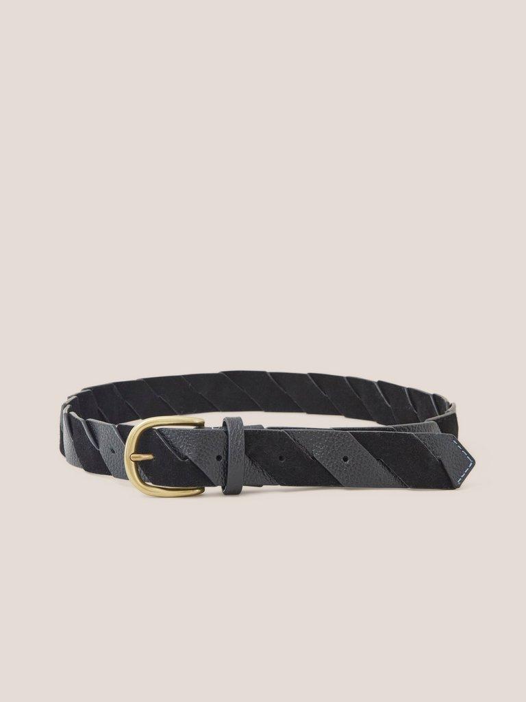 Twist Leather Belt in PURE BLK - FLAT BACK