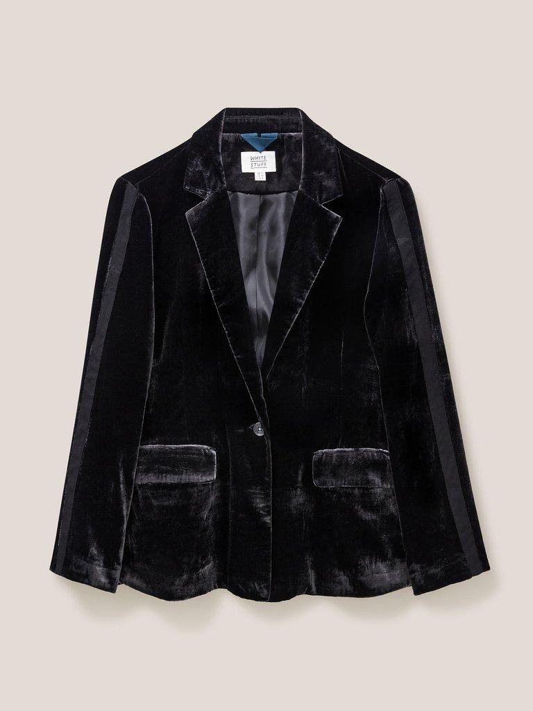 Jenny Velvet Blazer in PURE BLK - FLAT FRONT