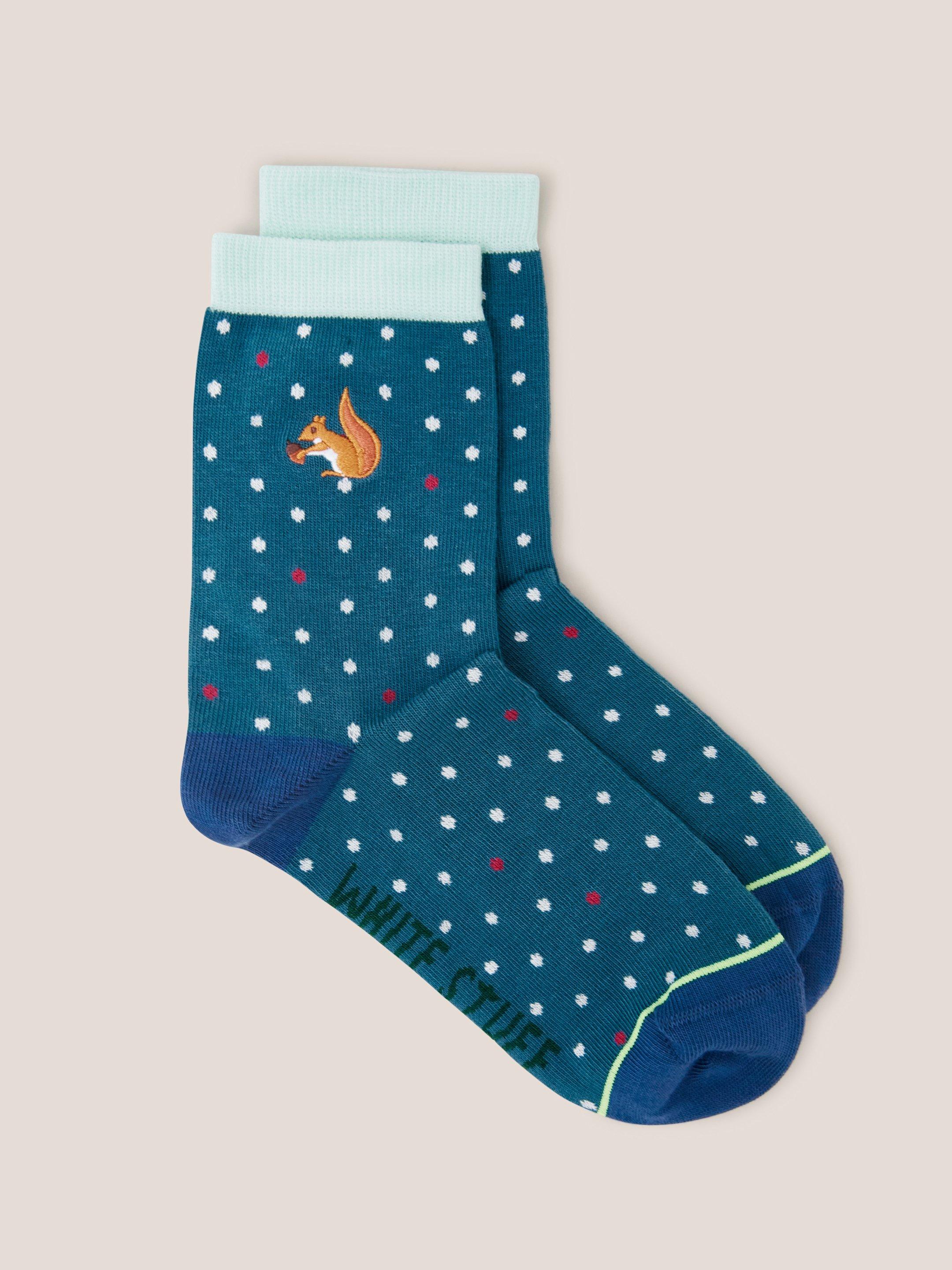Squirrel Spot Ankle Socks in BLUE MLT - FLAT FRONT