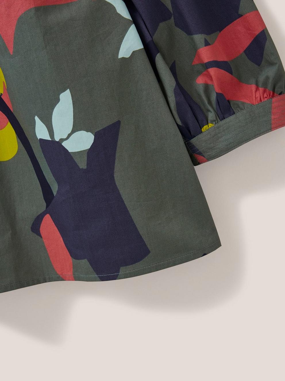 Jemima Cotton Top in GREEN MLT - FLAT DETAIL