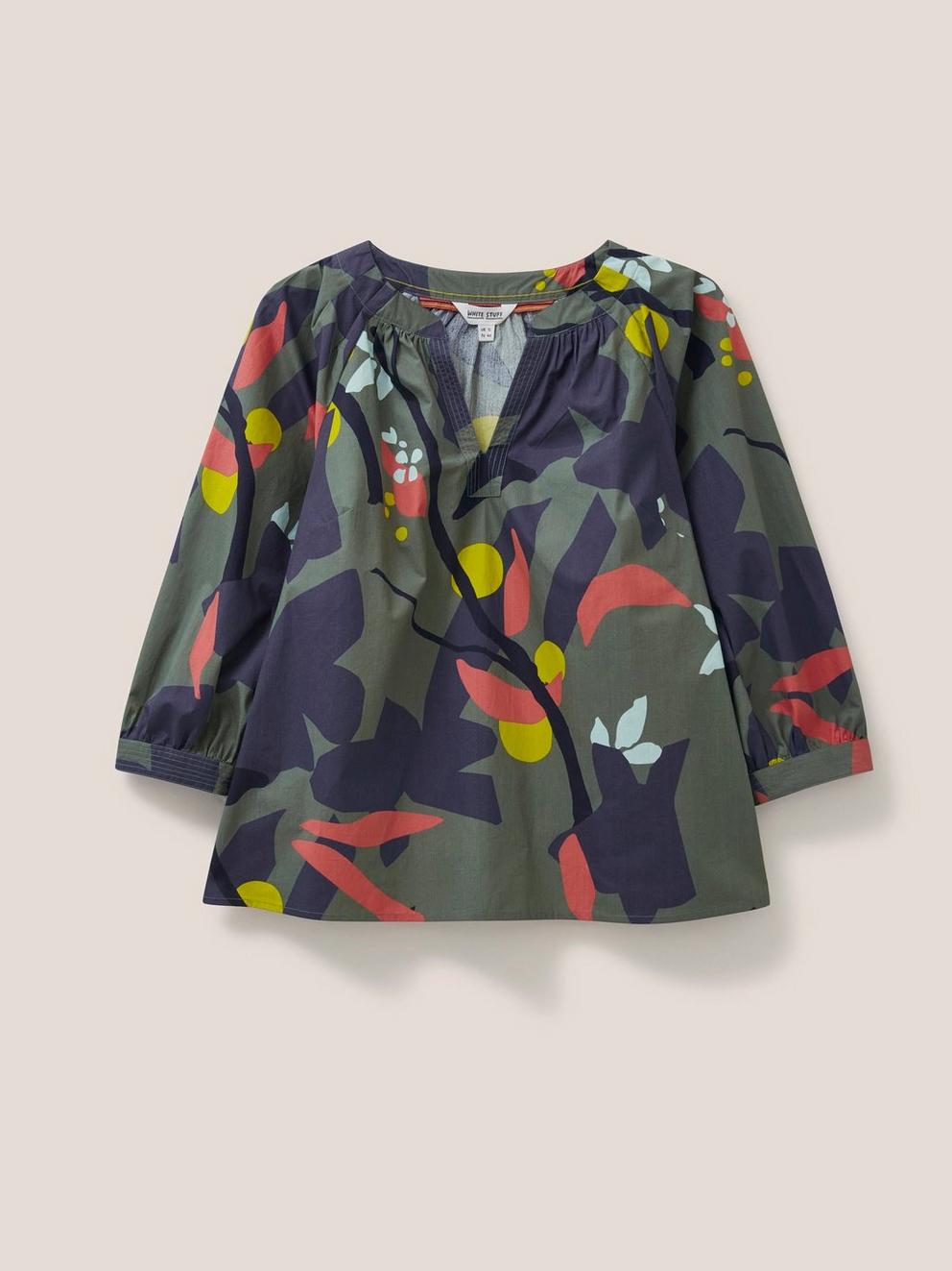 Jemima Cotton Top in GREEN MLT - FLAT FRONT