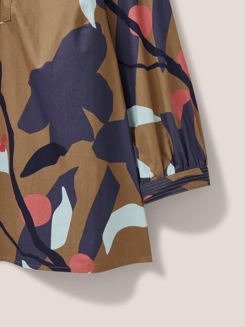 Jemima Cotton Top in TAN MULTI - FLAT DETAIL