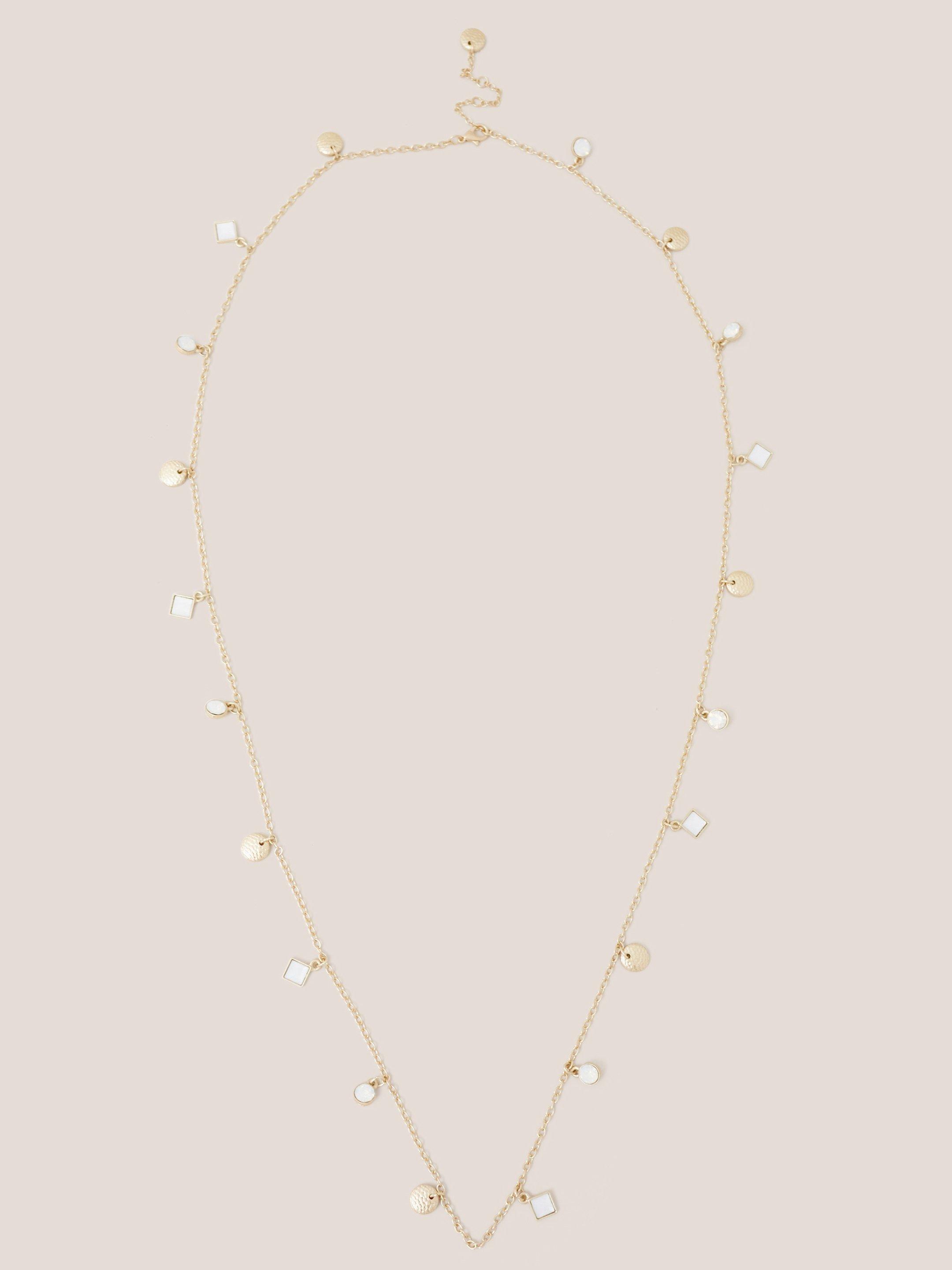 Station Gem Necklace in GLD TN MET - FLAT FRONT