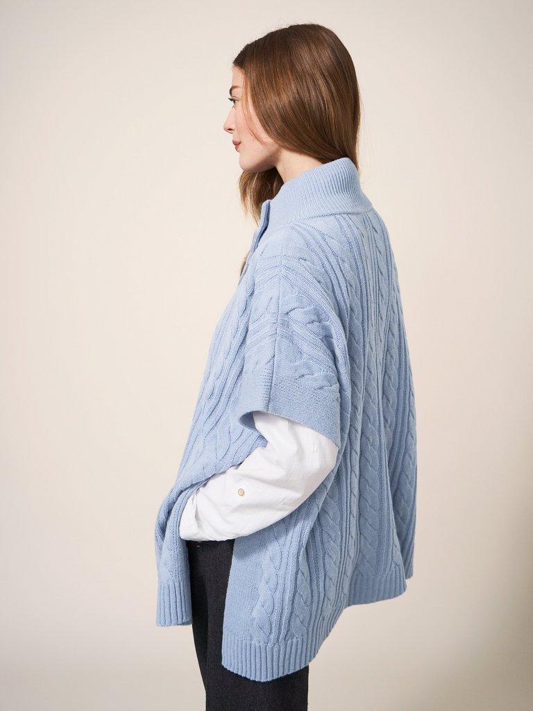 Ivy Poncho in DUS BLUE - MODEL BACK