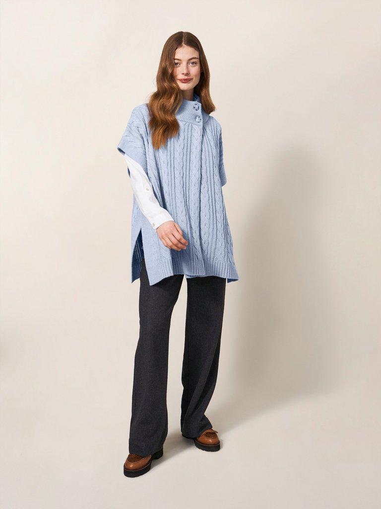 Ivy Poncho in DUS BLUE - MODEL FRONT