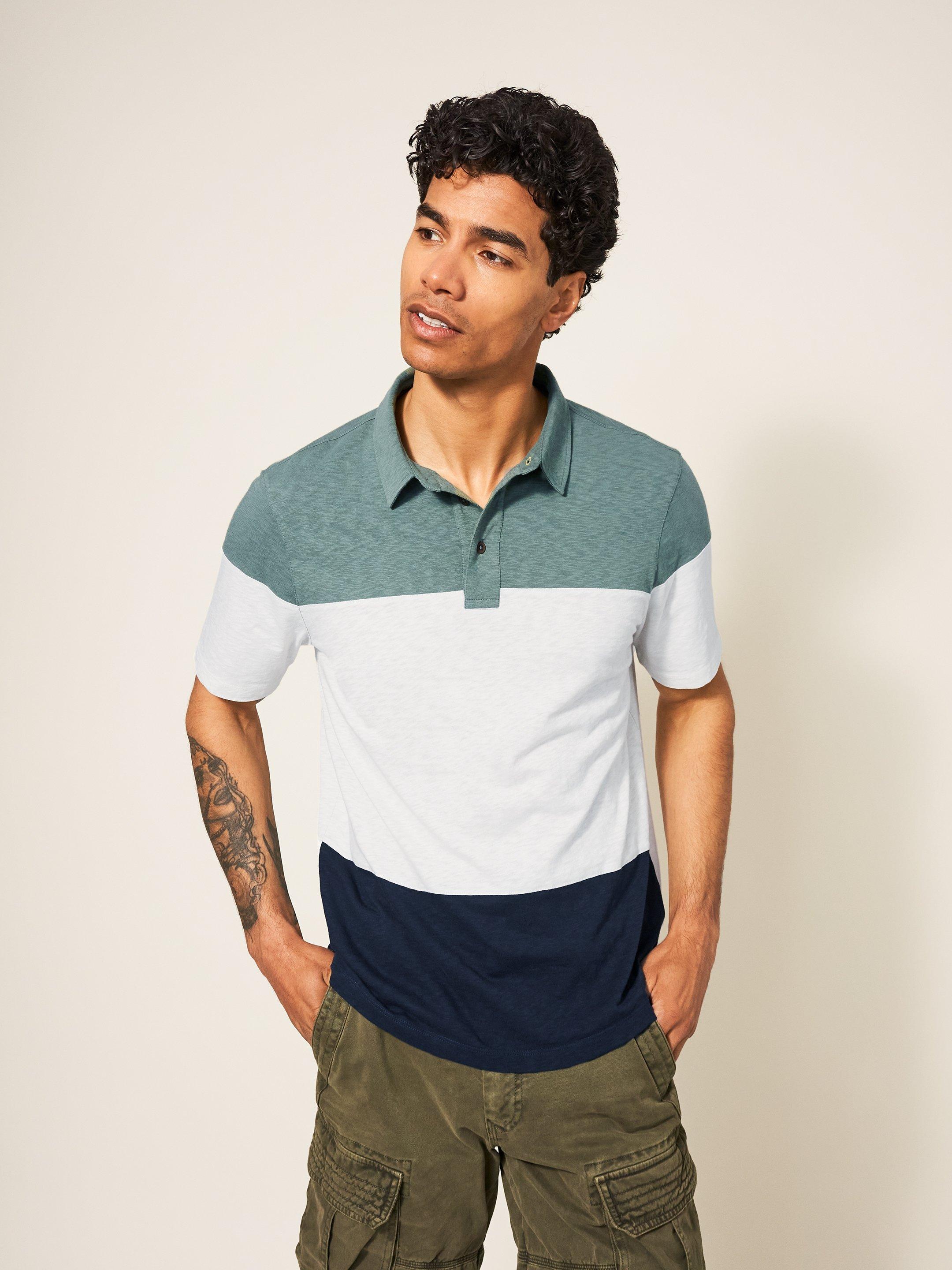 Colourblock SS Polo in GREEN MLT - LIFESTYLE