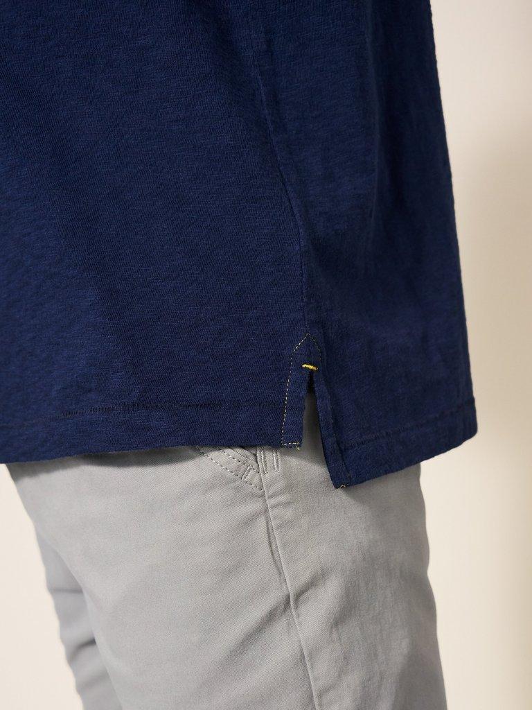 Chest Stripe SS Polo in DARK NAVY - MODEL DETAIL