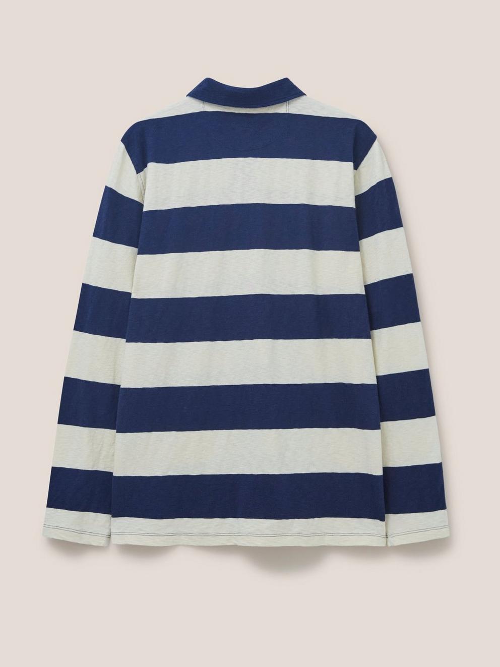 Block Stripe LS Polo in IVORY MLT - FLAT BACK