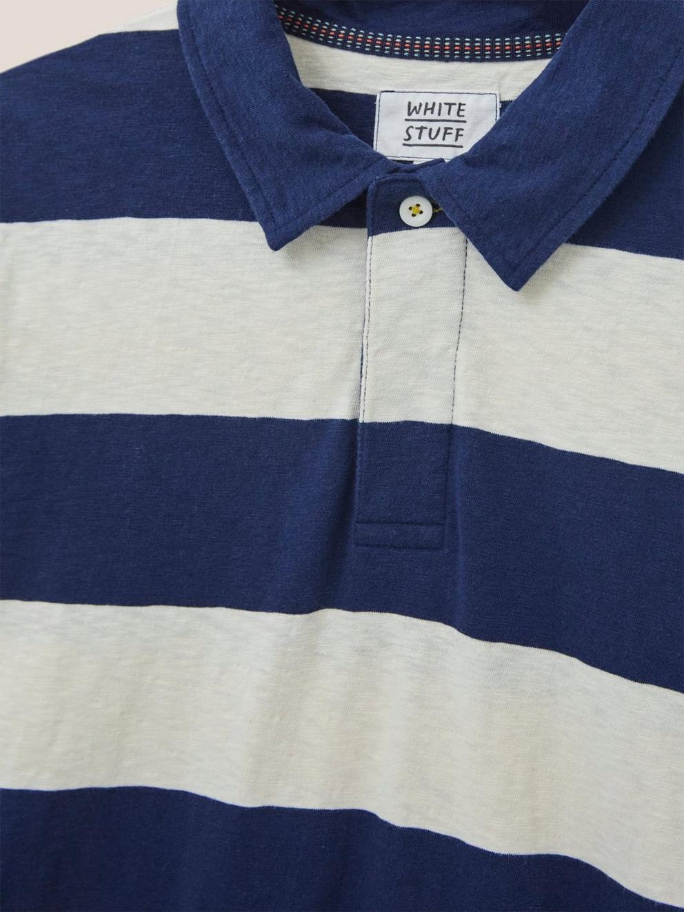Block Stripe LS Polo in IVORY MLT - FLAT DETAIL