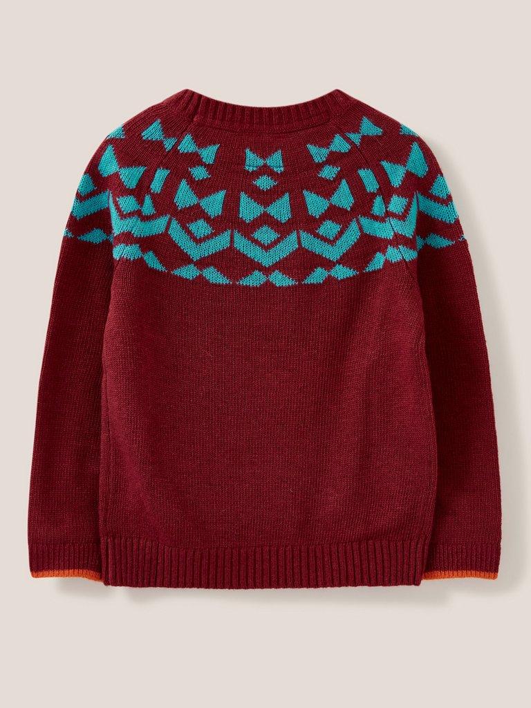 Geo Fairisle Jumper in RED MLT - FLAT BACK