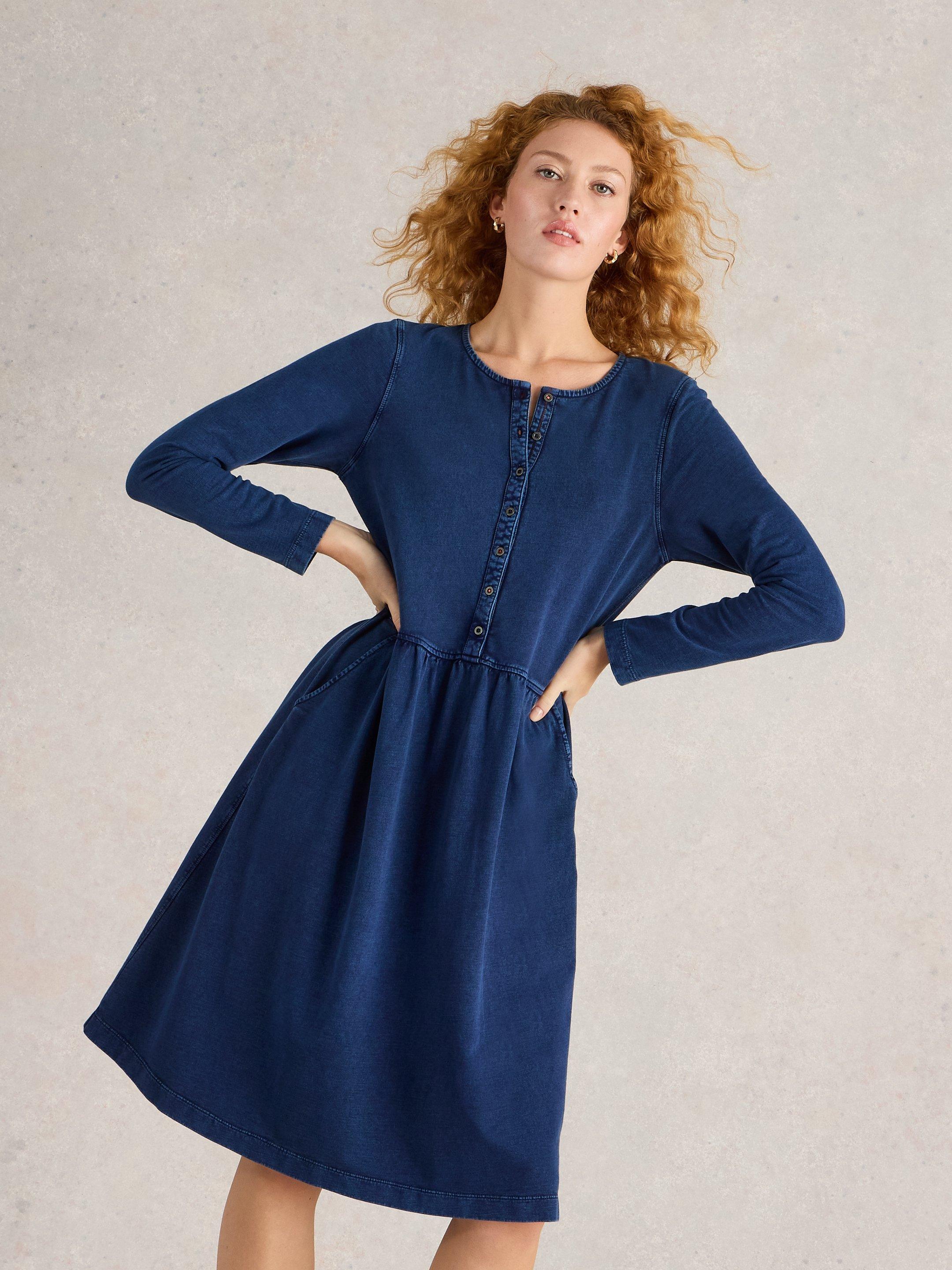 Mid length denim dress hotsell