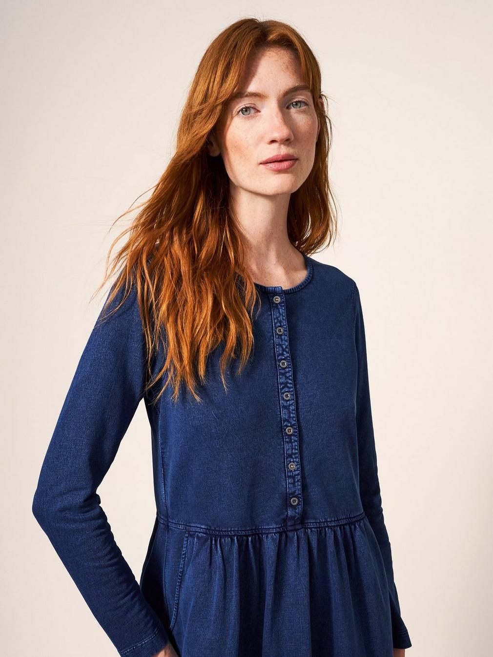 Marsia Denim Jersey Dress in MID DENIM - LIFESTYLE