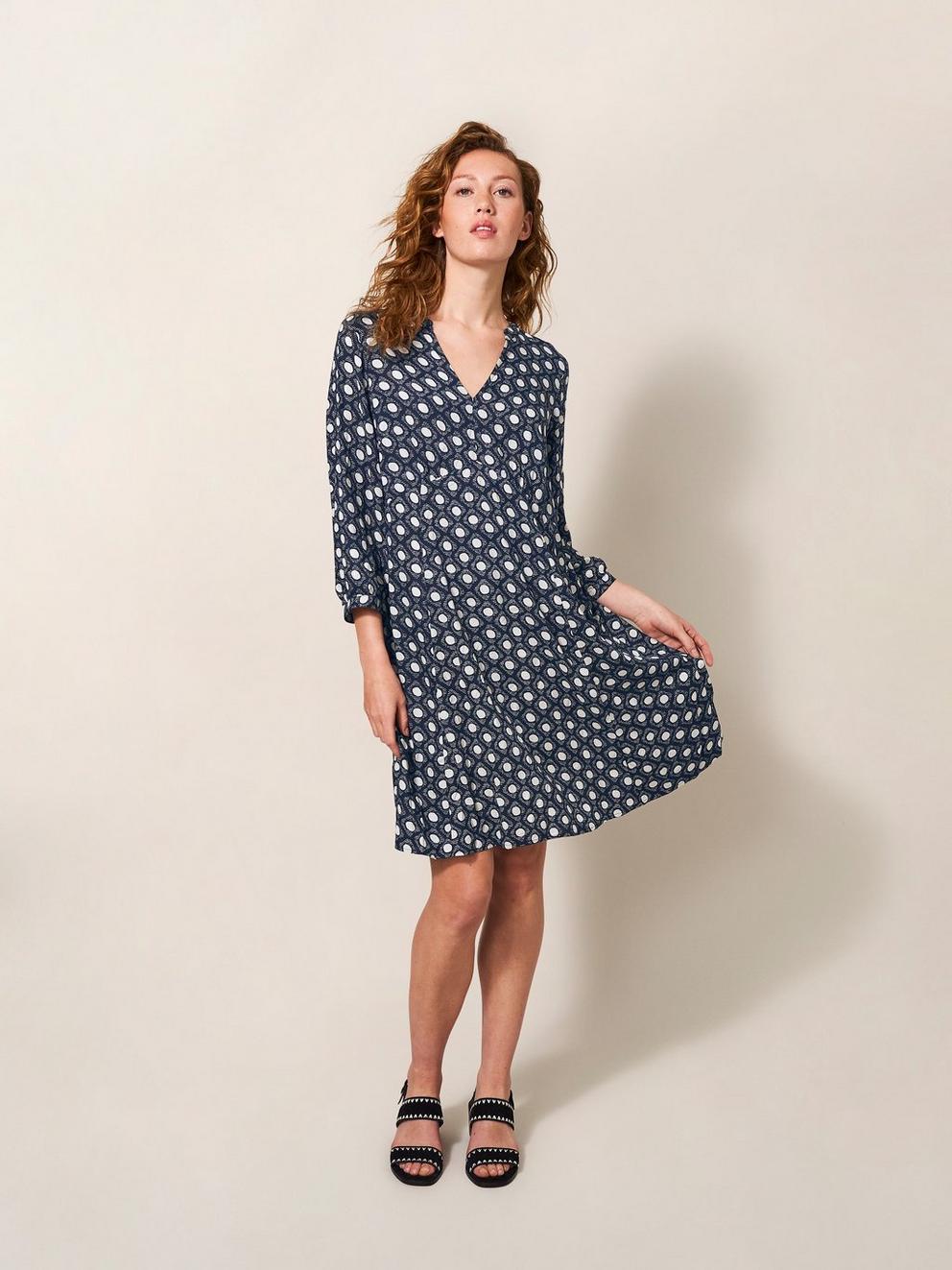 Frances Eco Vero Dress in BLK MLT - LIFESTYLE