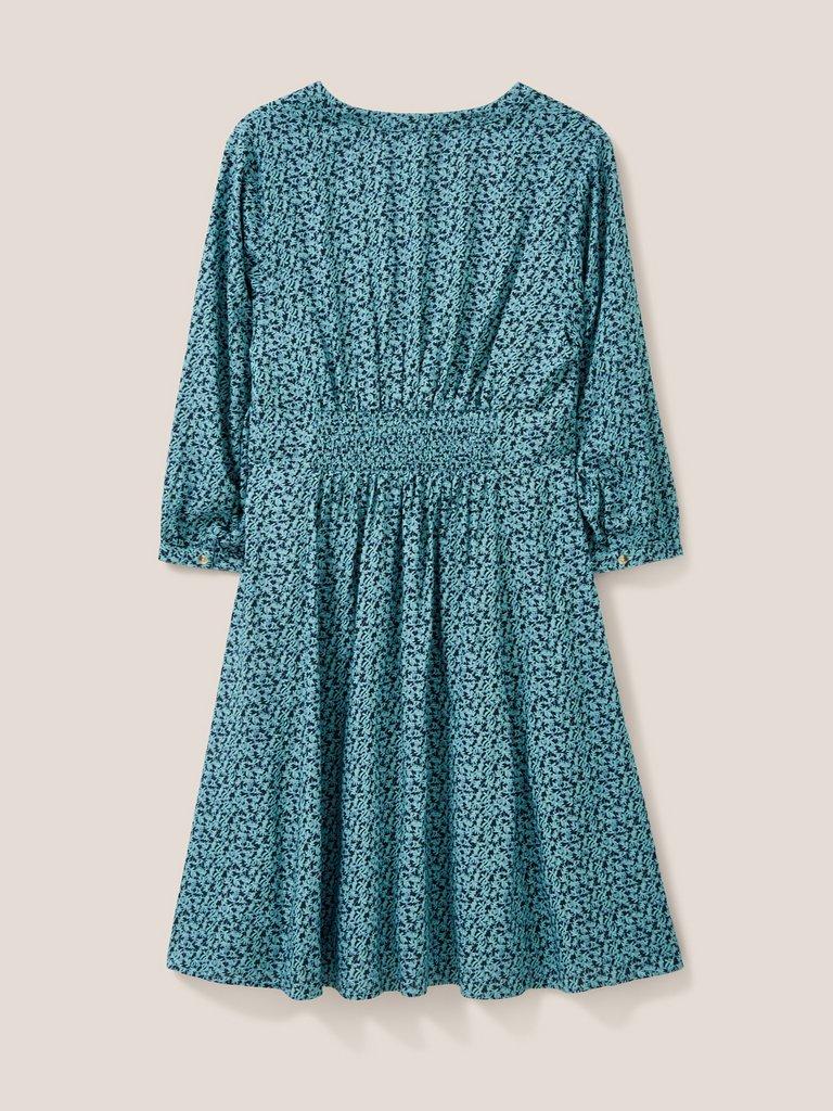 Frances Eco Vero Dress in TEAL MLT - FLAT BACK