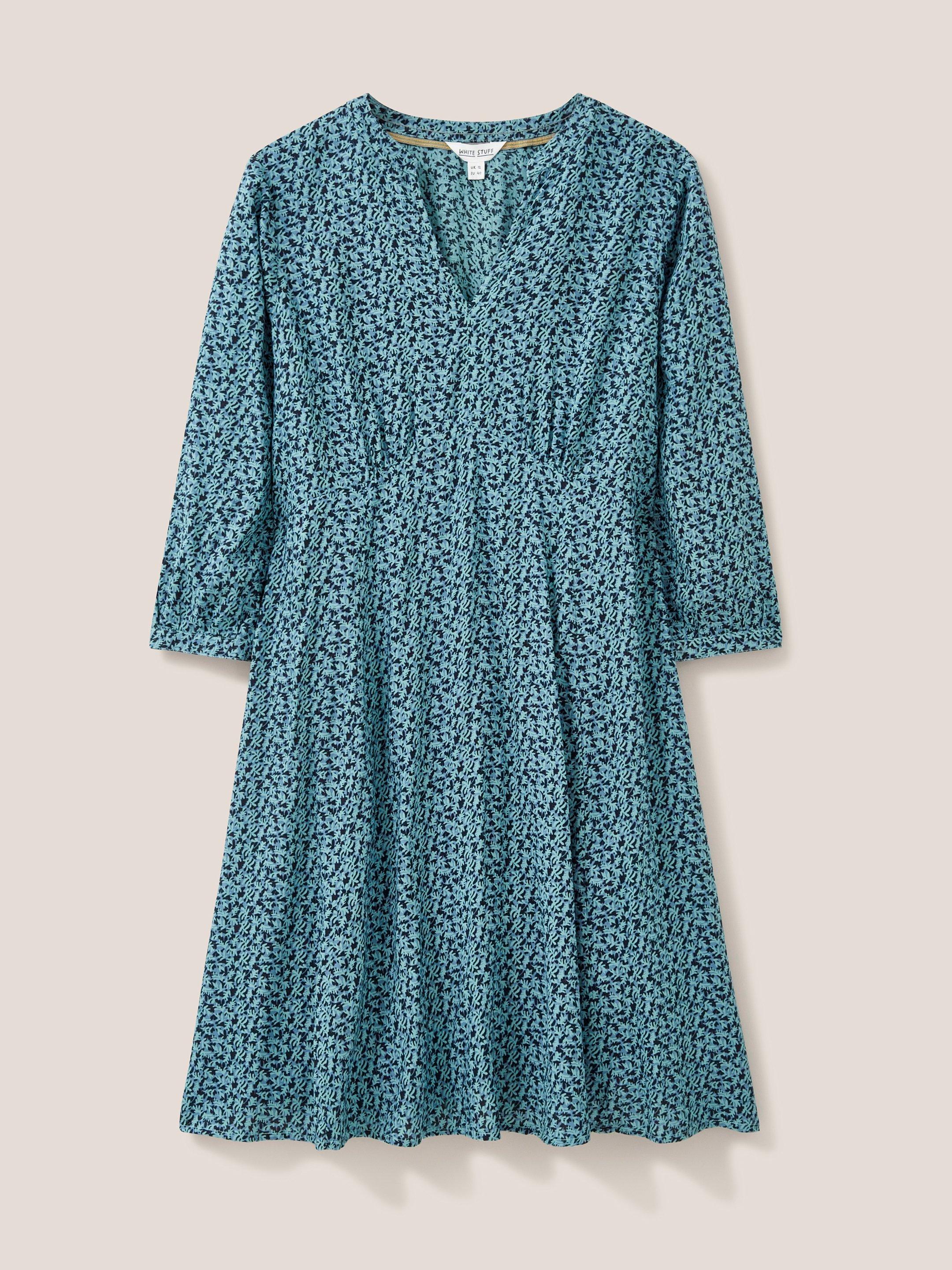 Frances Eco Vero Dress in TEAL MLT - FLAT FRONT