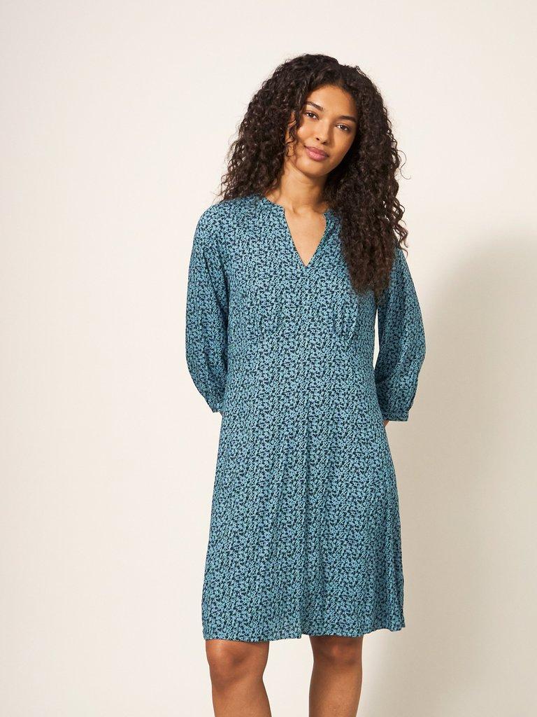 Frances Eco Vero Dress in TEAL MLT - LIFESTYLE