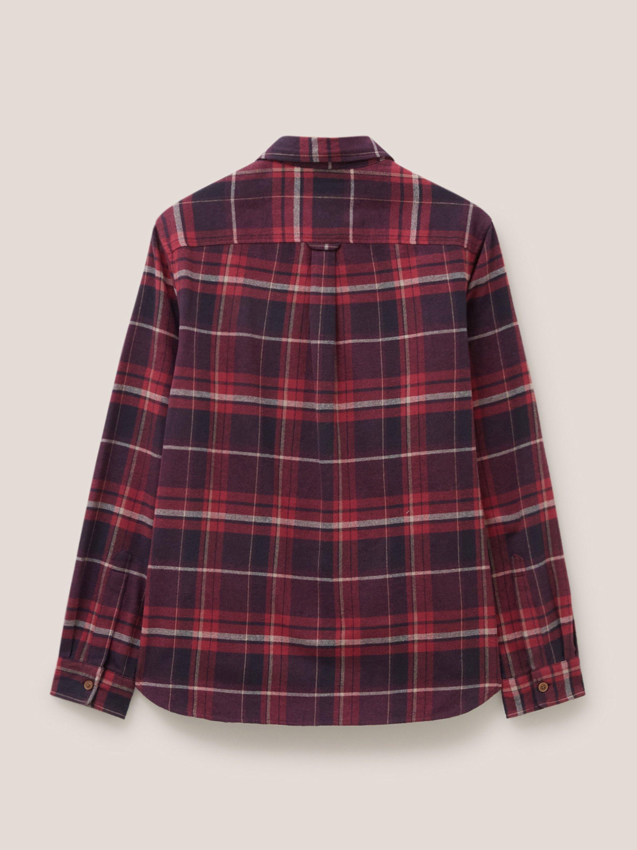 Moxley Brushed Check Shirt in DK RED - FLAT BACK